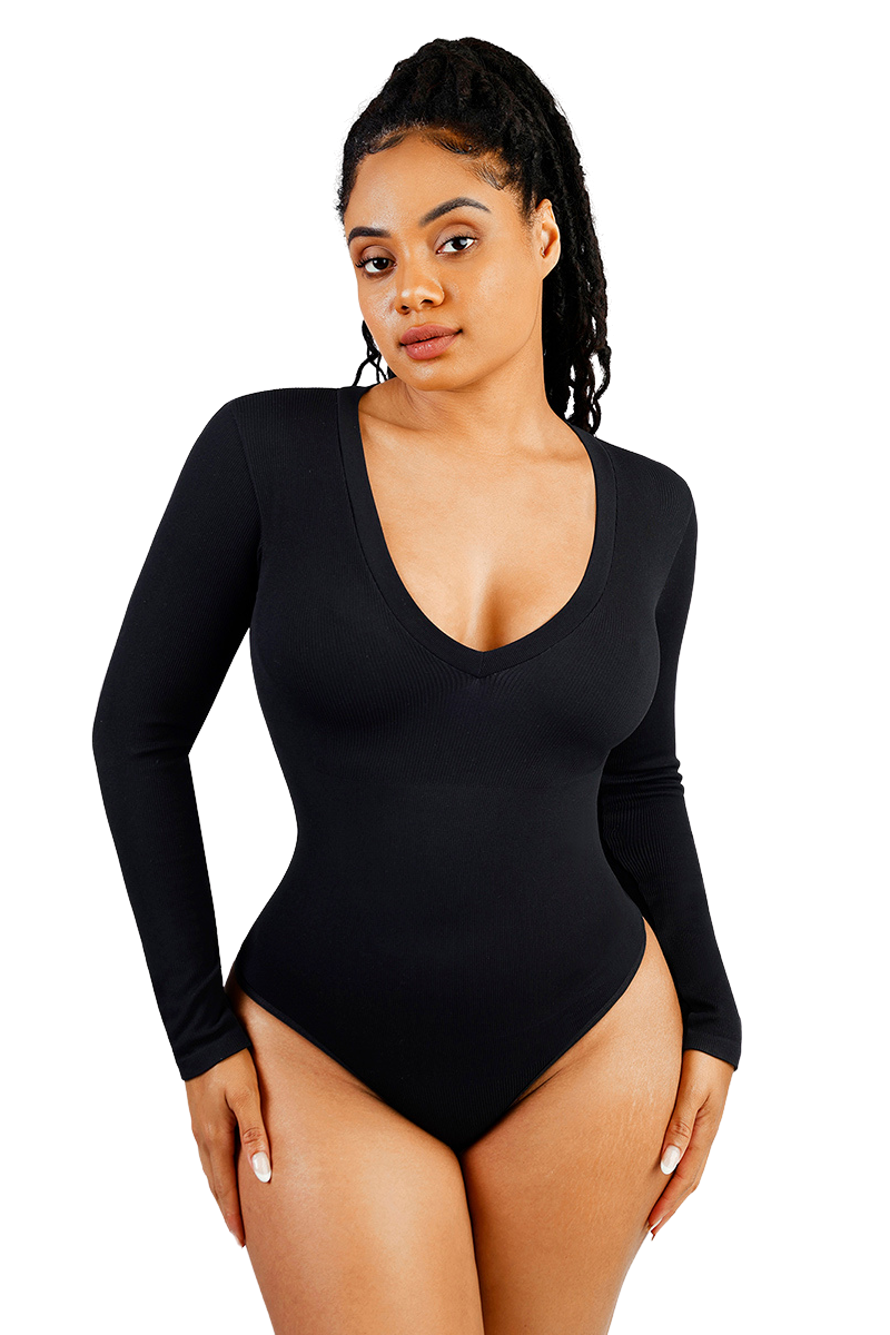 V-Neck Thong Bodysuit